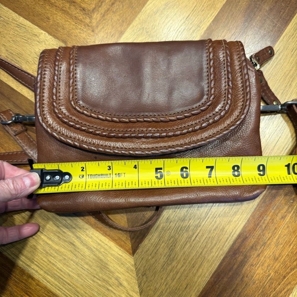 Kuta Vintage Chestnut Braided Leather Crossbody Bag - Picture 6 of 10